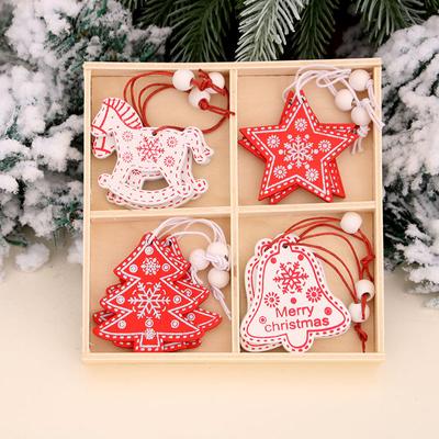 Weihnachtsanhänger aus Holz Weihnachtsbaumanhänger Weihnachtsgeschenk Anhänger aus Holzbox Bemalter Anhänger
