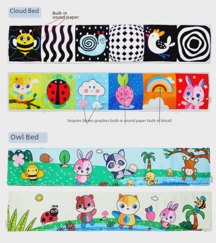 Aipinqi Double-Sided Rabbit Visual Stimulation Bed Cloth Book for Early Education