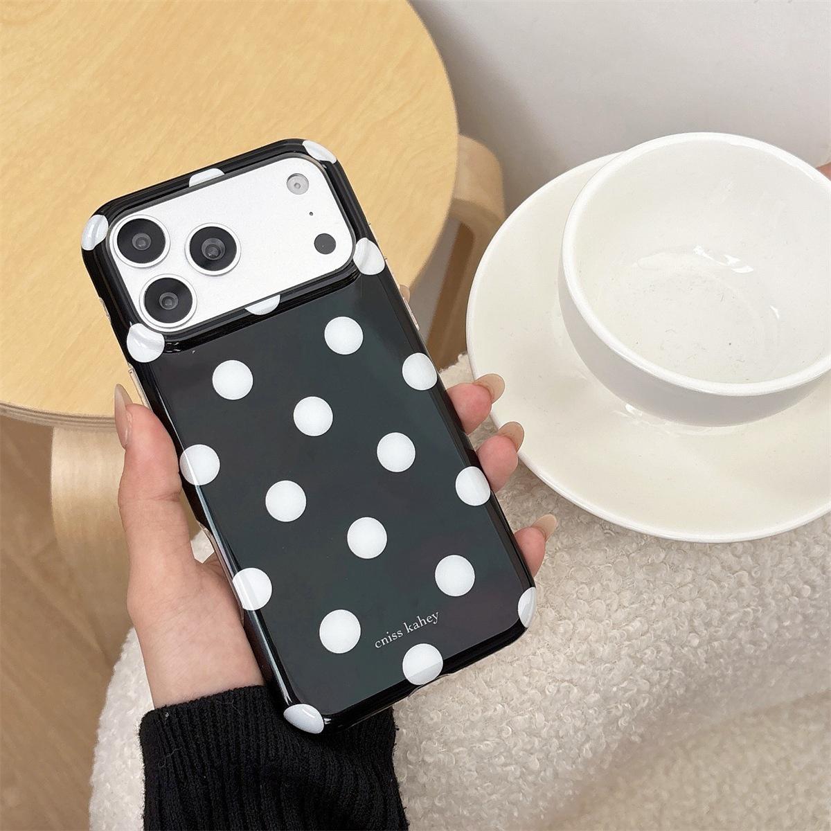 Premium Blue & Black Polka Dot iPhone 15 ProMax Drop-Proof Case iPhone 15