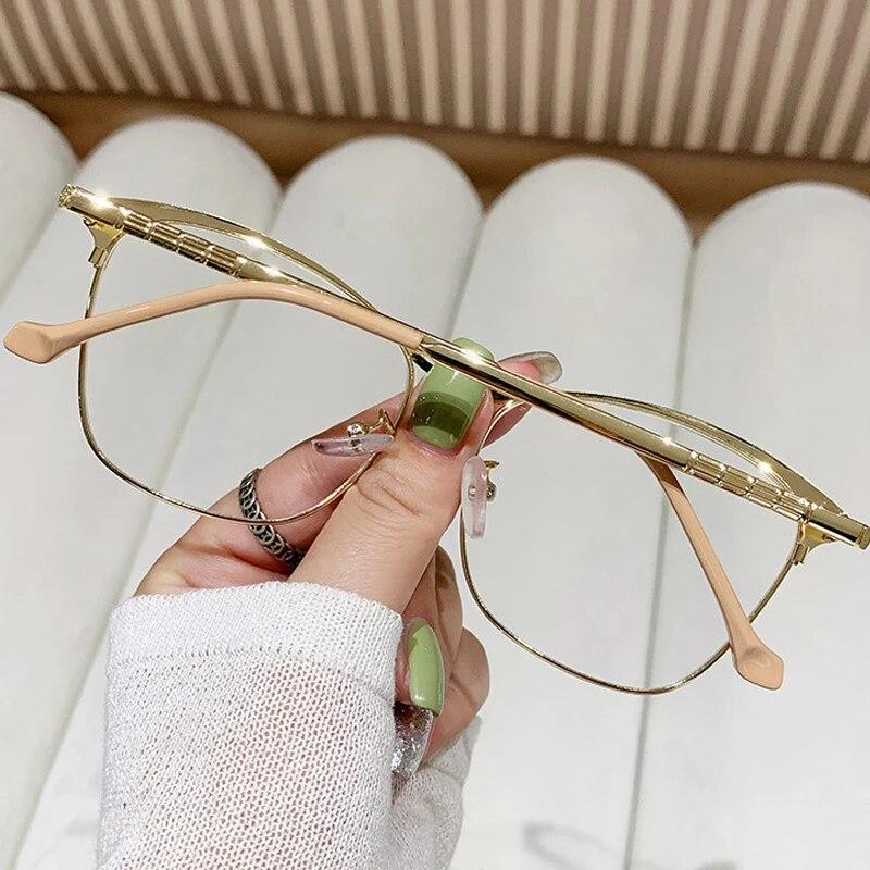 Luksusowe okulary fotochromowe Cat Eye Anti Blue Light dla kobiet, markowe okulary przeciwsłoneczne z metalu, komputerowe okulary optyczne