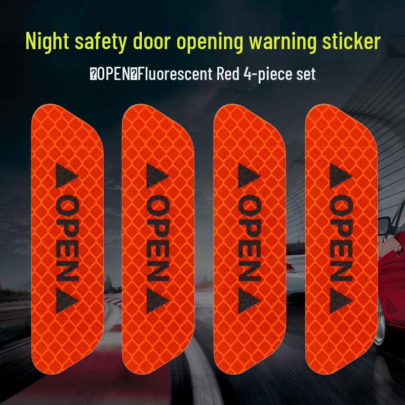 Car Door Reflective Anti-collision Stickers - Set of 4 Safety Warning Stickers for Night Driving