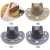 Straw Western Cowboy Hats for Women Girls Star/Moon Shapeable Cowgirl Hat Summer Outdoor Beach Sun Hat Vintage Jazz Hat