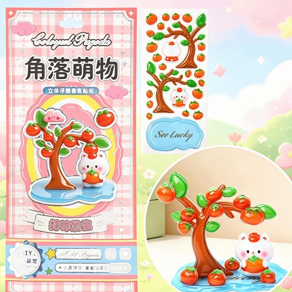Reusable 3D Crystal Stackable Stickers Funny Cartoon Embossed Decals Universal DIY Decals  Gift Style I
