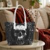 Gothic Skull Pattern Tote Bag Cool Dark Style Shoulder Bag for Daily Use