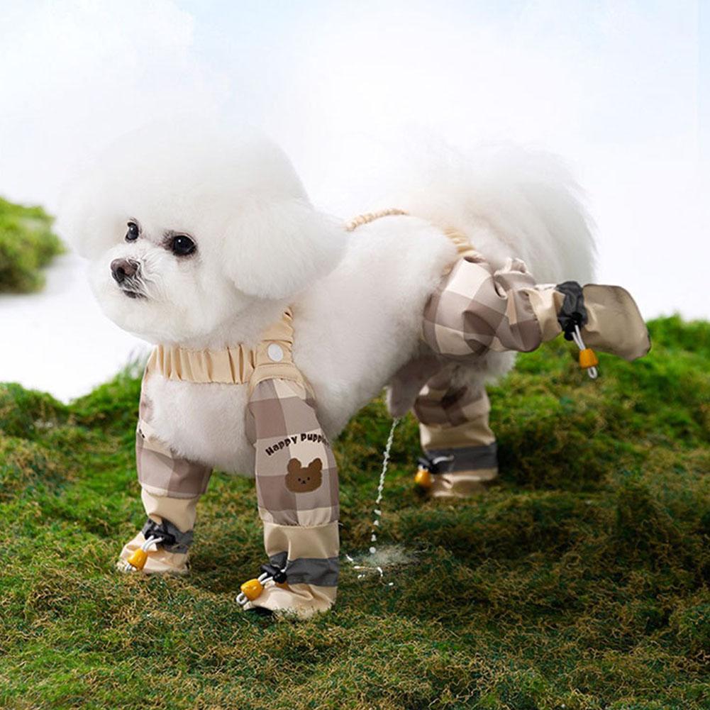 Dirty-Proof Dog Suspender Boots with Harness Waterproof Dog Jumpsuit Anti-Slip Dog Paw Protector Shoes for Small To Medium Dogs