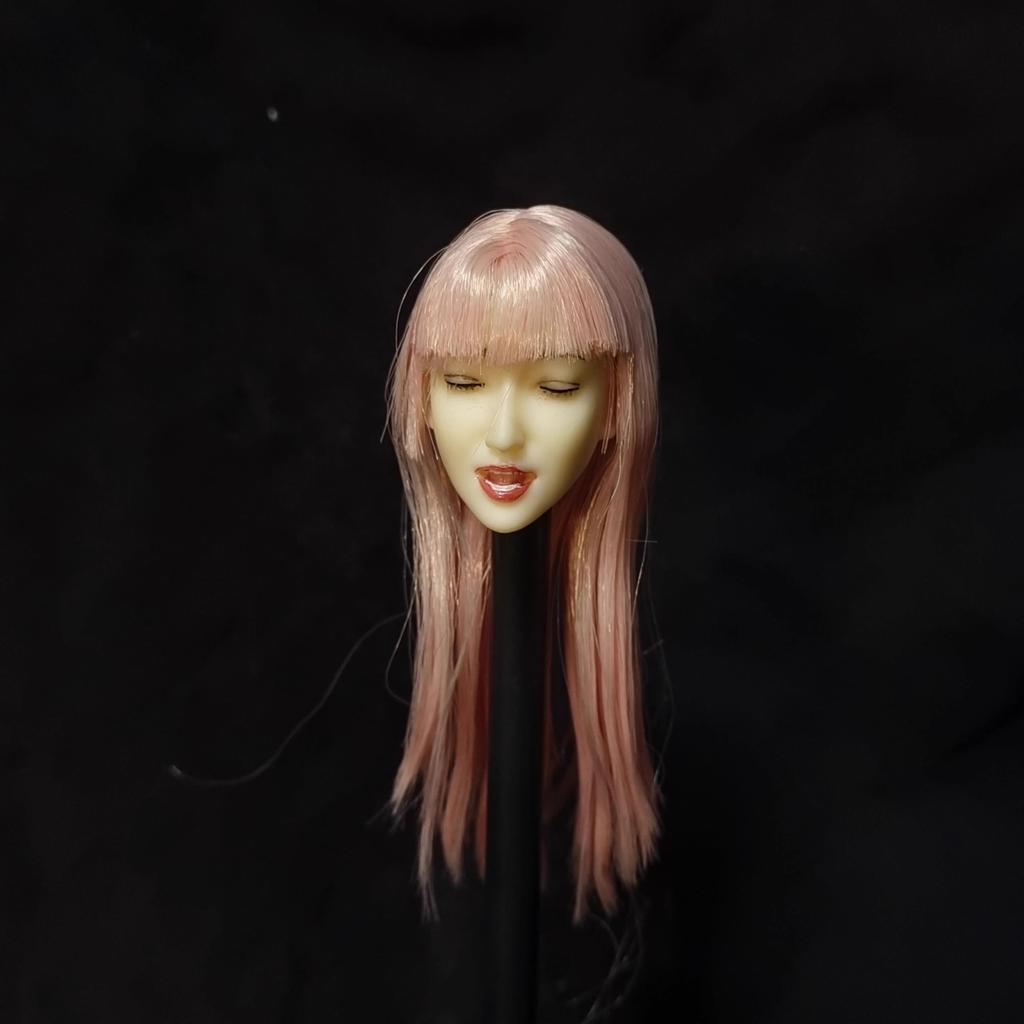 Toys Hobbies Scale Action Figure Compatible with TBLeague Pearl White Closed Pink Long Beautiful Asian Female Head and Clothes Not & [TOYBARJAPAN] 1/6