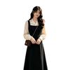 Autumn wear new long-sleeved dress women's splicing fake two simple schoolgirl French niche skirt