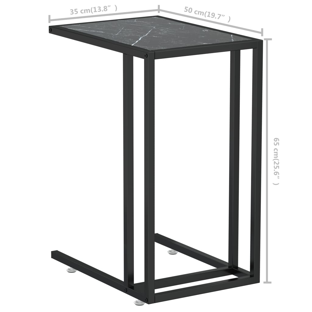 Vidaxl Komputerowy Stolik Boczny, Czarny Marmur, 50X35X65 Cm