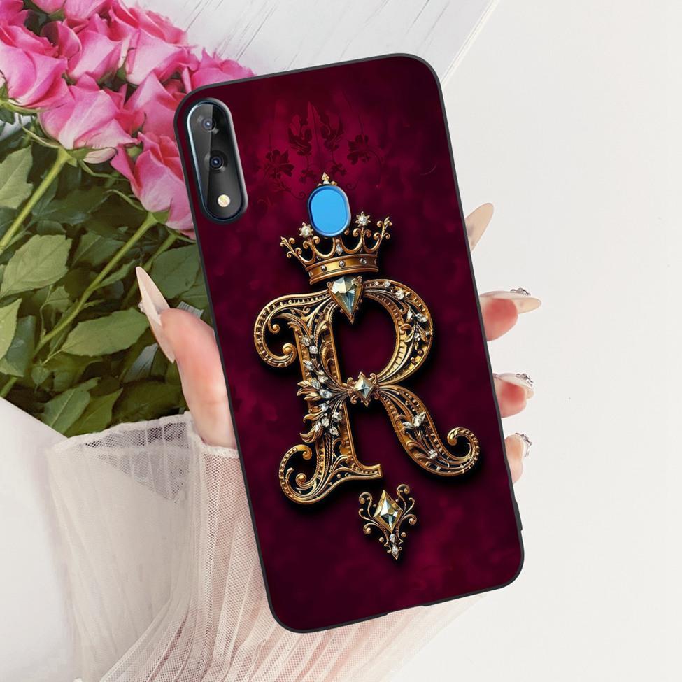 For ZTE Blade V10 Cover For ZTE Blade V10 2019 Case Silicone Luxury Crown A-Z Letters 2D Flat Pattern Soft Phone Casing
