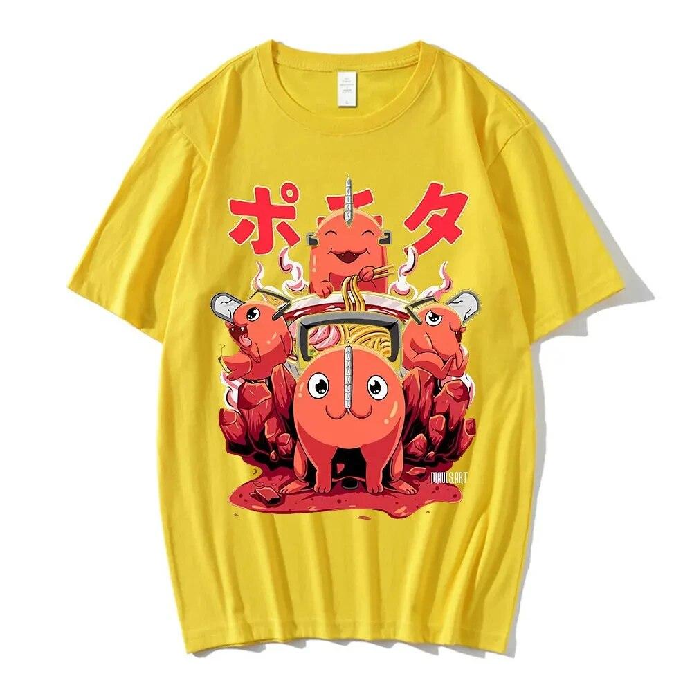 

Японская футболка с принтом бензопилы, летняя футболка из 100% хлопка, унисекс, женская футболка с коротким рукавом, унисекс, футболки с круглым вырезом в стиле Харадзюку, топы 4XL