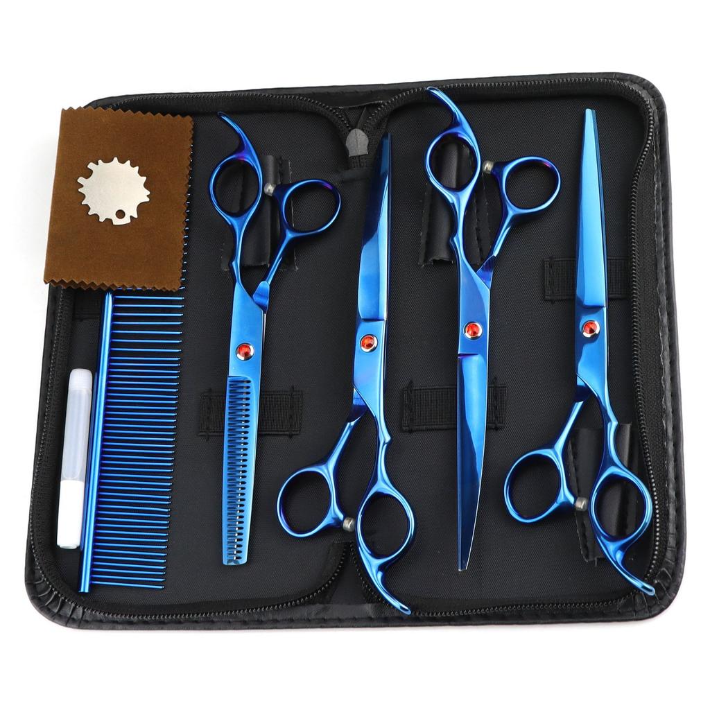 6.0/7 Inch, Color 4 Packs, Pet Beauty Scissors, Straight Scissors, Set Steel Comb Cross-Border