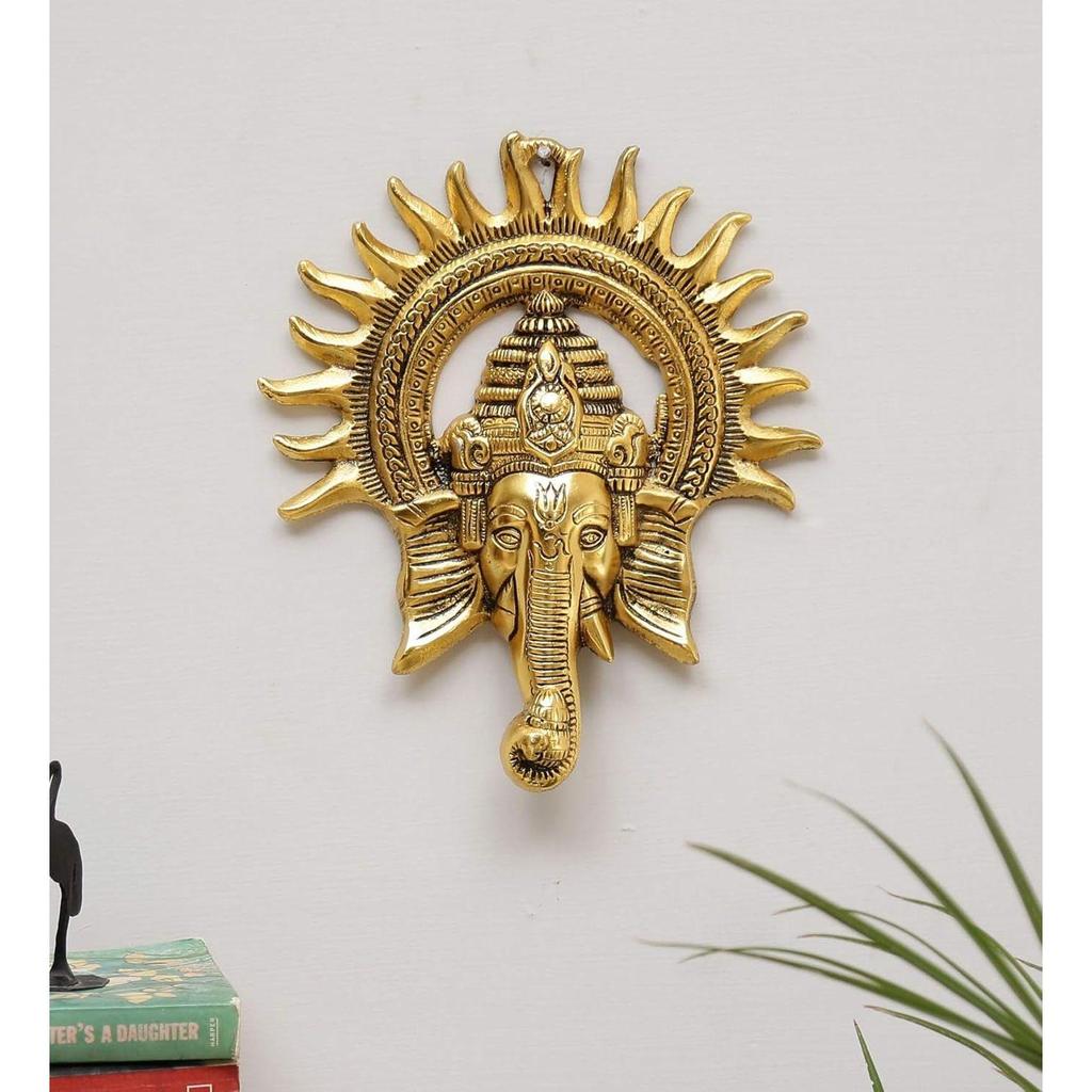 Metal Ganesha Ji Statue,Ganpati Wall Hanging Sculpture Lord Ganesh Idol Lucky Feng Shui Wall Decor Your Home,