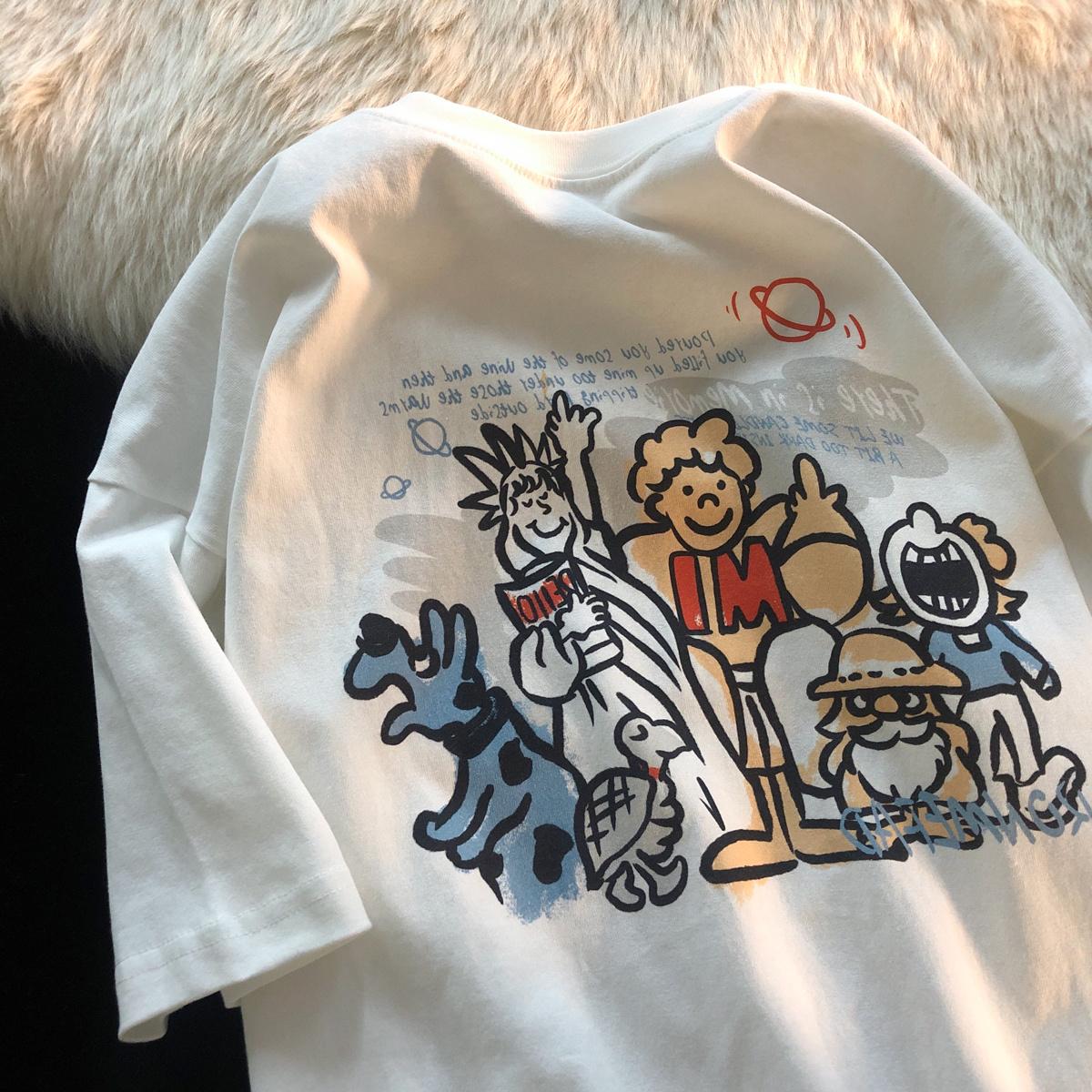 

Американский Сли Женская Футболка Оверсайз Летняя Белая Хлопковая Короткий Рукав Модный Дизайн Повседневный Топ Корейский Сли Круглый Вырез Принт 4XL