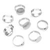 10pcs 6/8/10/12/14/15mm 304 Stainless Steel Gold Plated Adjustable Ring Settings Blank Base,Fit 8-15mm Glass Cabochons DIY