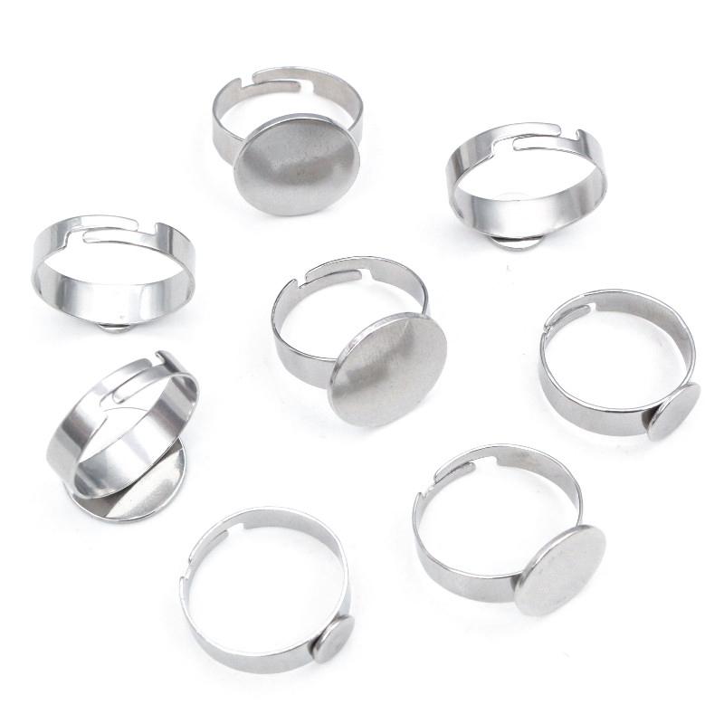 10pcs 6/8/10/12/14/15mm 304 Stainless Steel Gold Plated Adjustable Ring Settings Blank Base,Fit 8-15mm Glass Cabochons DIY