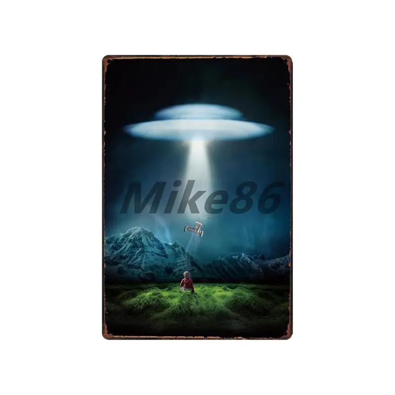 [ Mike86 ] Wanring AREA 51 I WANT TO BELIEVE UFO Aliens Metal Sign Wall Plaque Poster Custom Painting Room Decor Art LT-1695