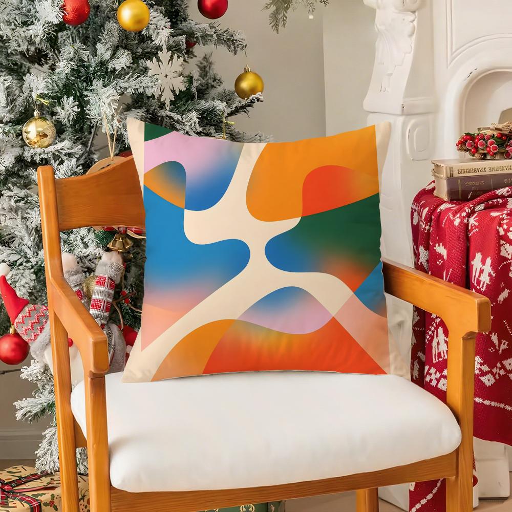 Abstract Geometric Pattern Pillow Case Silky Short Plush With Invisible Zipper Dustproof Sofa Cushion Cover For Home Decor