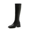 2024 autumn and winter square head thick heel knight boots women's tall rear zipper long boots Korean version ins wind long boots children