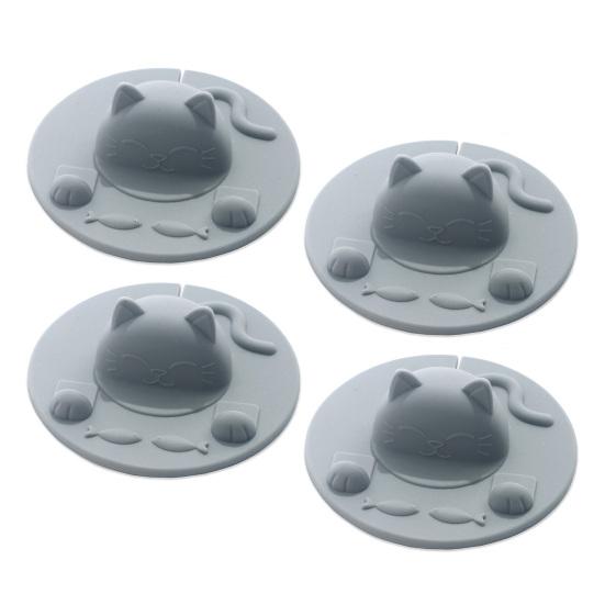 Cat Cup Lid Silicone Cover Heat-Resistant Non-Slip Hot Beverage Lid with Tea Bag Slot Cat Head Shape Microwave Dishwasher Safe Cup Lid