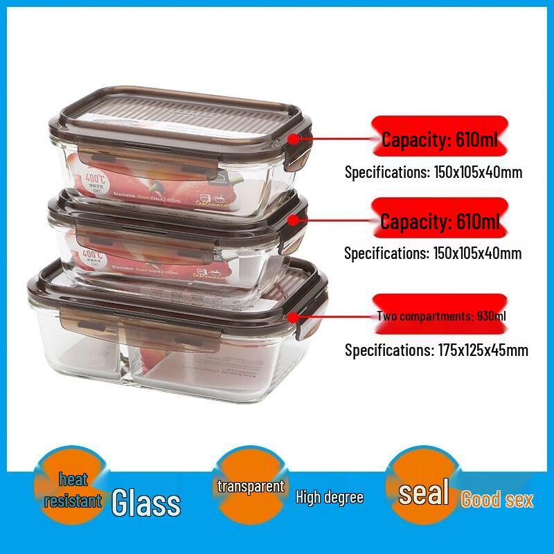 LOCK&LOCK Divided Heat-Resistant Glass Food Container Set