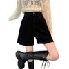 2024 Women's Autumn/Winter Corduroy A-line Shorts: Loose, Slimming Wide-Leg Design for Casual Wear with Boots.