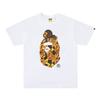 Mens Streetwear Oversized Cotton Tee With Camo Shark Ape Graphic Print Casual T-Shirt