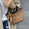 Rhombus hand bag women's 2025 new autumn and winter popular high-end suede shoulder bag crossbody bucket bag