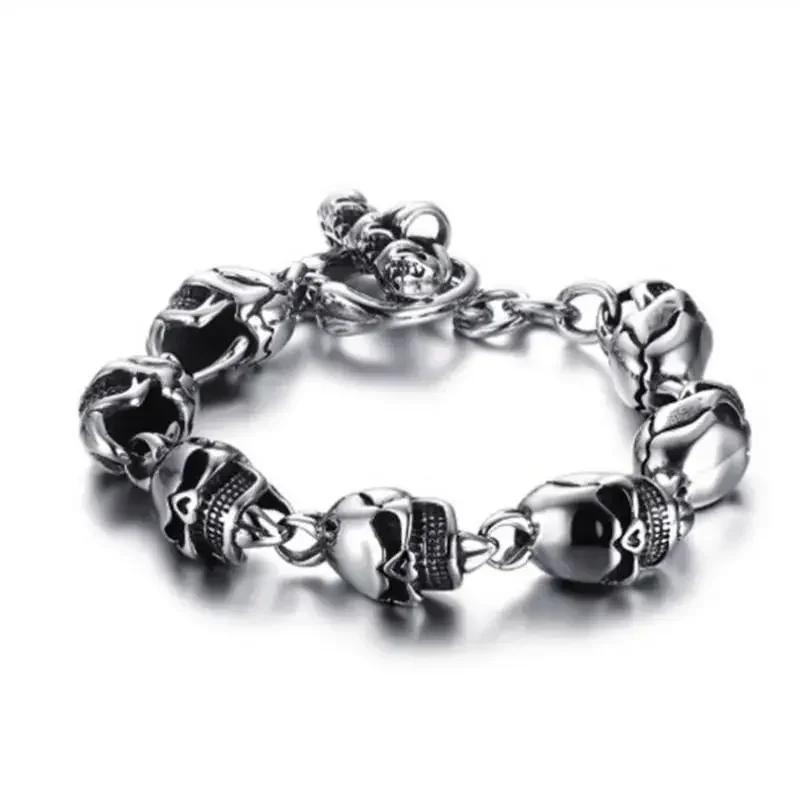 Schädel Perlenarmband Herren Dominant Retro Punk Trend Armband Gothic Hip Hop Rock Motorrad Fahren Schmuck Geschenk