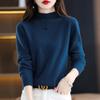 Autumn Winter Women Knitted Turtleneck Sweater Casual Loose Bottomed Knit Sweater