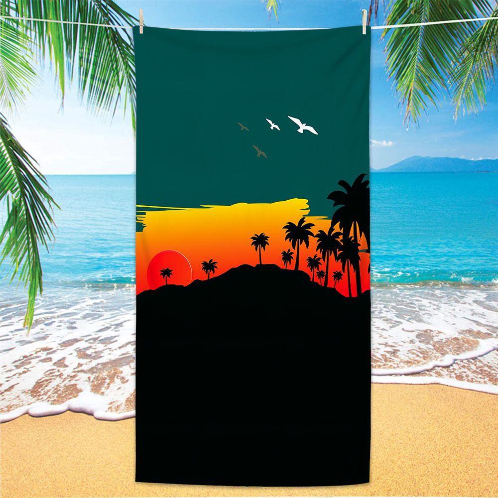 Coconut Palm Trees Beach Towel Microfiber Tropical Beach Beach Towels for Travel Quick Dry Super Absorbent Sand Proof Bath Towel