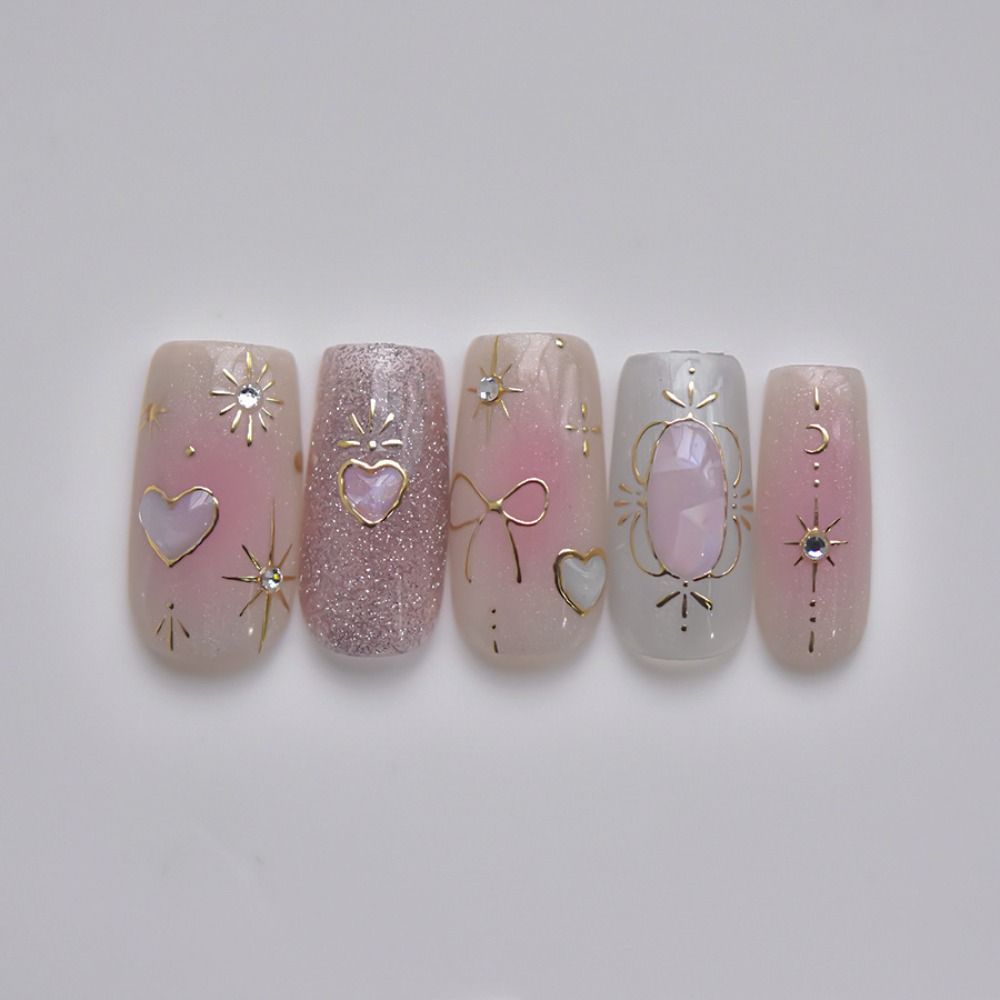 Steric Bowknot Nail Decals Dazzling Colorful Nail Decorations Sweet Heart Nail Stickers  DIY