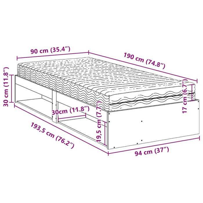 VidaXL Lit de jour avec matelas 90x190 cm bois de pin massif, canapé-lit, canapé-lit de repos, lit de soirée pyjama, lit 3324601