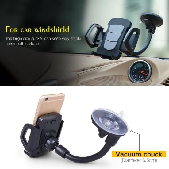 Universal Car Windshield Phone Holder Long Arm Stand Bracket with Suction Cup