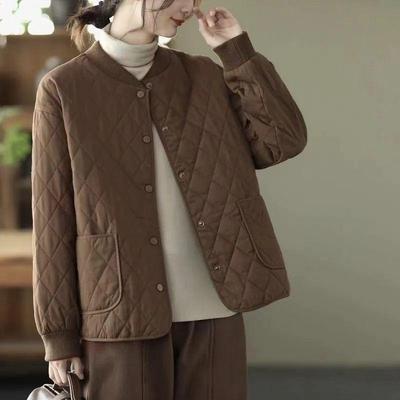 Korean Style Lightweight Argyle Cotton-Padded Jacket - Casual, Warm, and Versatile Autumn/Winter Outerwear