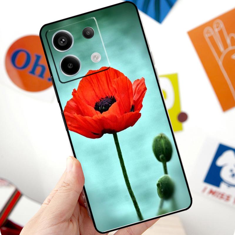Red Corn Poppy Flower Funda For Xiaomi Redmi Note 14 10 11 12 13 Pro 11S 12S Case For Redmi 15 15C 13C 12C 10C 14C