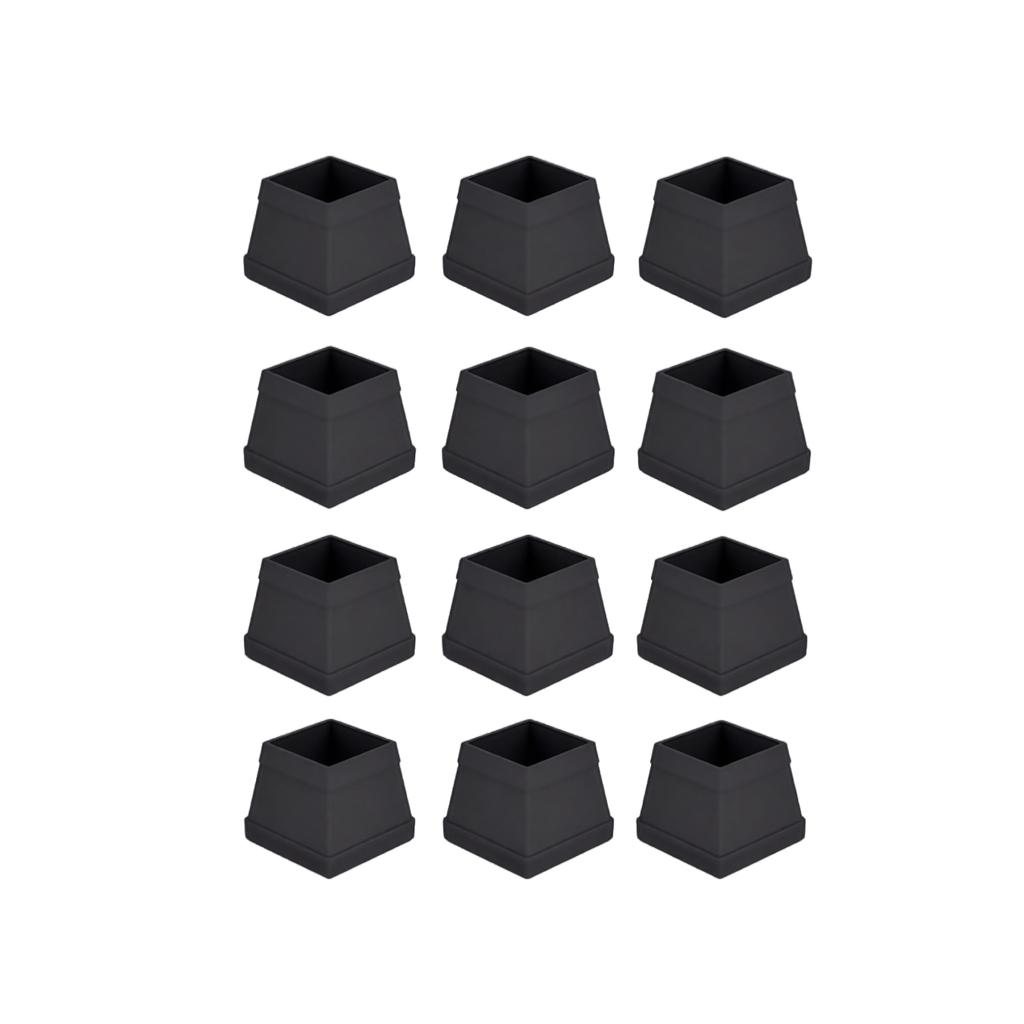 12pc Silicone Chair Leg Caps Furniture Floor Protectors Square Non-Slip Covers for Table and Chair Legs Durable Flexible Fit