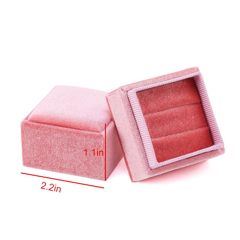 Hexagon Square Shape Velvet Jewelry Box Double Ring Storage Box Wedding Ring Display For Woman Gift Earrings Packaging