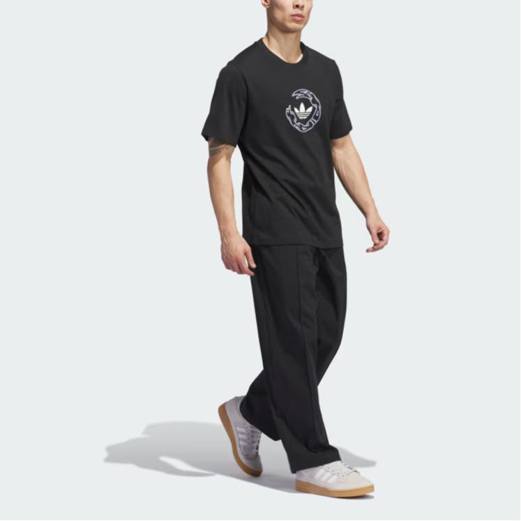 Adidas Originals Skateboarding Wide Angle Logo Print Casual Crew Neck Short Sleeve T-Shirt Men T-Shirt Black IZ1934