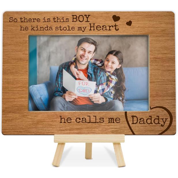 DETIHO Dad Picture Frame, Father's Day Picture Frames, Best Daddy Ever Gift,Birthday Gifts, We Love You Dad Photo Decor, Fit 4x6 Photo Wooden