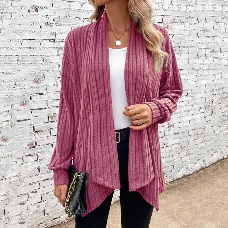 Womens Casual Color Fashion Solid Print Autumn Winter Long Sleeve Cardigans Coat