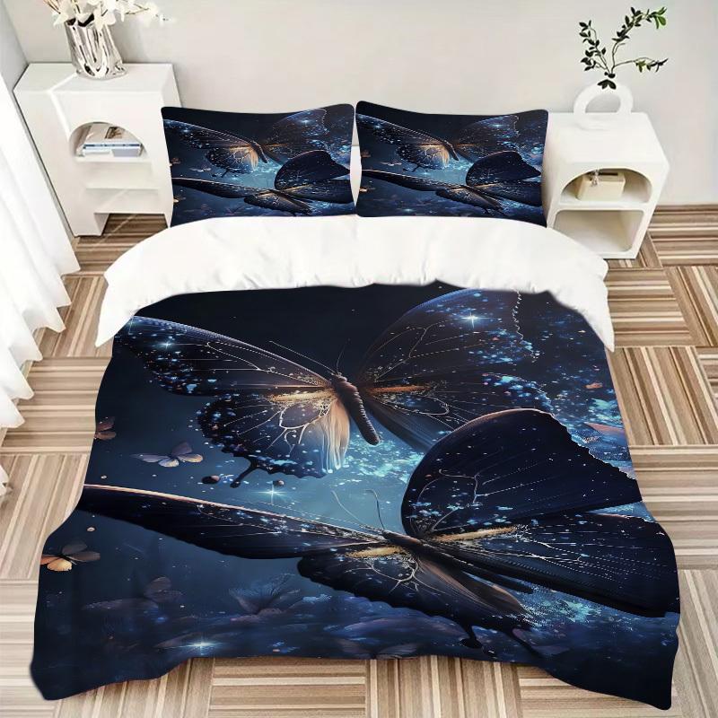 3pcs Butterfly Fantasy Duvet Cover Set, Cover For Bedroom Guest Room (1 Duvet Cover + 2 Pillowcase, Without Quilt),  yy250922194