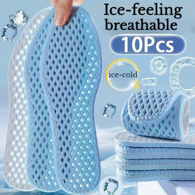 5Pairs Summer Cool Feeling Sports Insoles Shoe Insert for Men Women Sweat-absorbing Breathable Outdoor Barefoot Shoe Liners