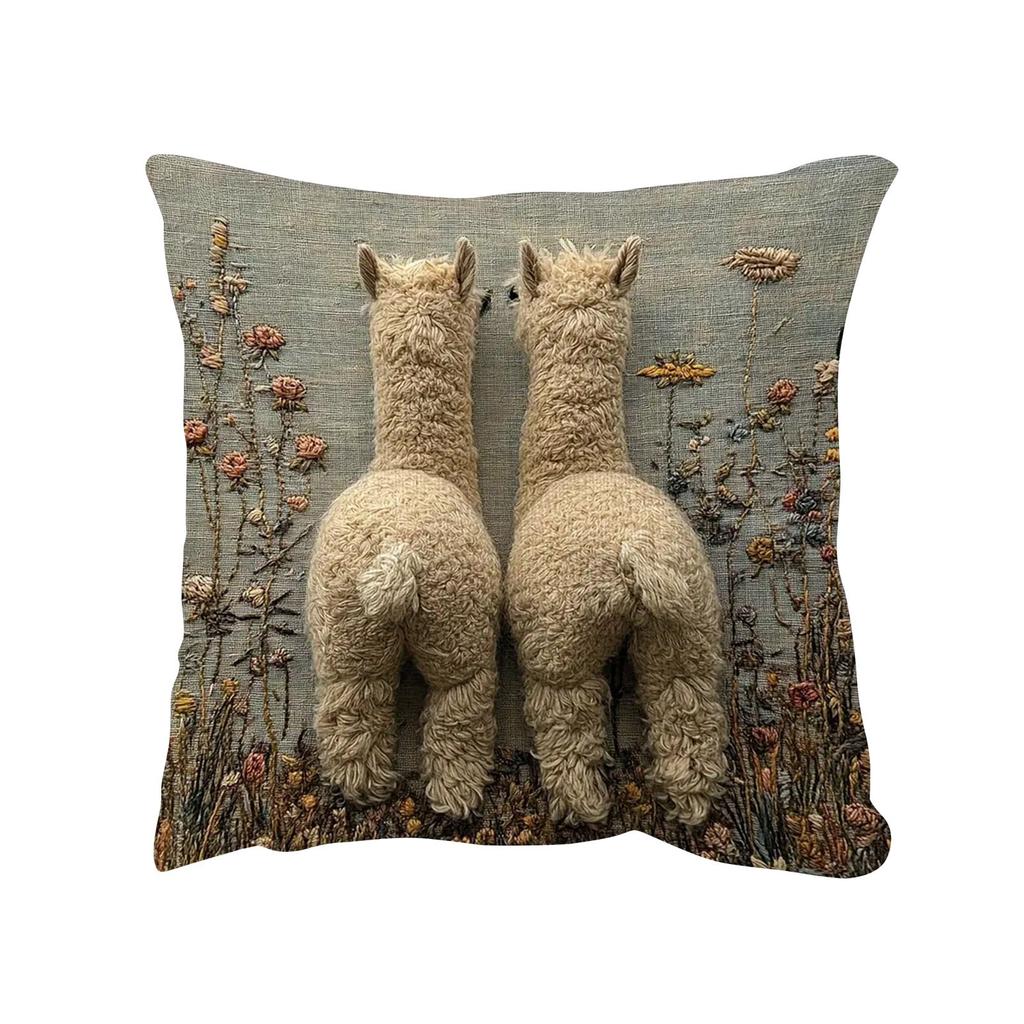 Linen Pillowcases, Funny Imitation Embroidery Pillowcases, Sofa Bedroom Festival Decoration Pillowcases, Single Person (without )