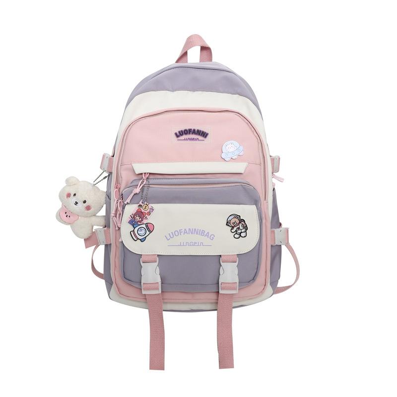 TS JYL laptop bag,Semester New Student Backpack Girl Large Korean Color Block Training Bag single package фиолетовый