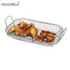 Stainless Steel Grill Basket, Square BBQ Basket with Handle for Vegetables Chicken Meat Fish, Outdoor Cooking Grilling Tool