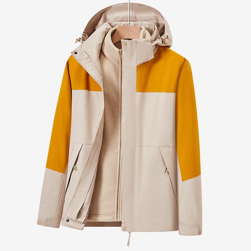 Herren- und Damen-Drei-in-Eins Abnehmbare Outdoor Wasserdichte Kletterbekleidung Frühling und Herbst Outdoor Winddichte Kletterbekleidung Jacke