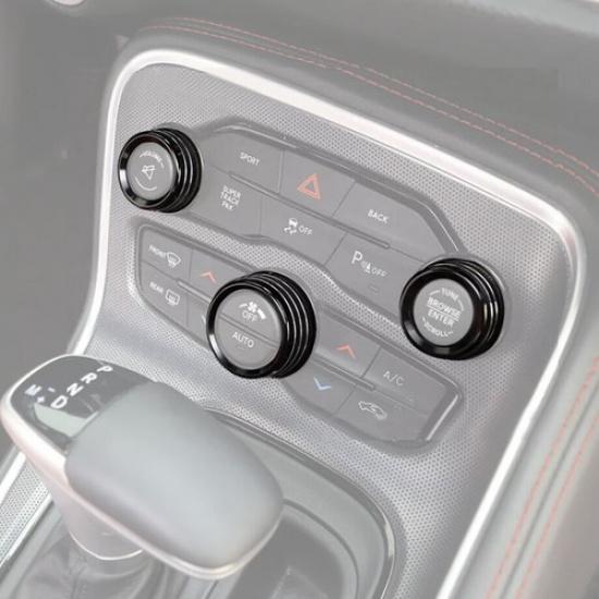 For 11-23 Chrysler 300/Charger Black Alloy AC Radio Switch Knob Trim Ring Cover