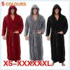 BIG SIZE Men's Hooded Bathrobe In 7 Colored Soft Spa Kimono Shawl Collar Hooded Long Robe