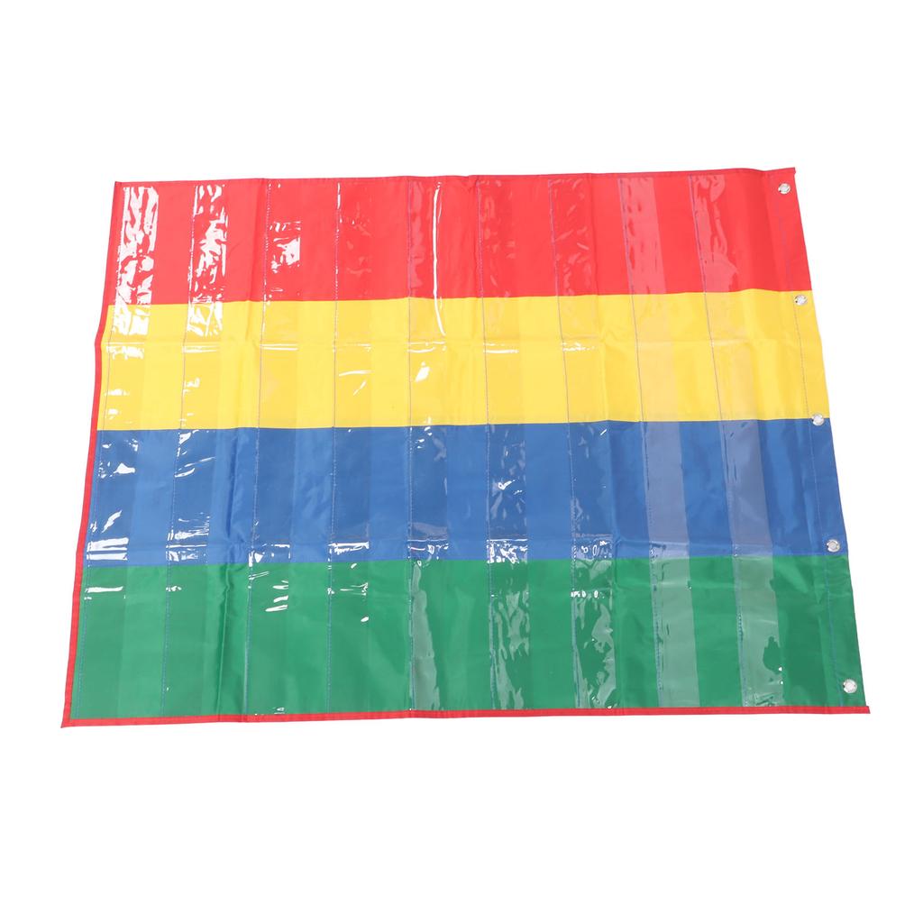 4 Column Hanging Pocket Chart for Classroom Heavy Duty Clear Metal Hook Double Sided Learning