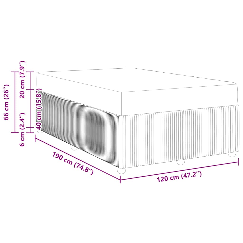 Bed Frame with Mattress Cream 120 X 190 Cm Fabric
